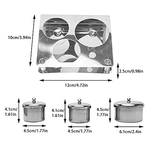 3PCS Professional Stainless Steel Acrylic Nail Tips Cup Dappen Dish Liquid Powder Holder Container Nail Art Equipment Tools (Silver)