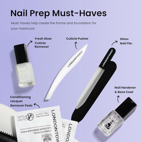 LONDONTOWN Discovery Set, Vegan Chip-Resistant Long-Lasting Nail Lacquer, Whipped Cloud Hand Cream, 2.5 fl oz, Conditioning lacquer remover pads.