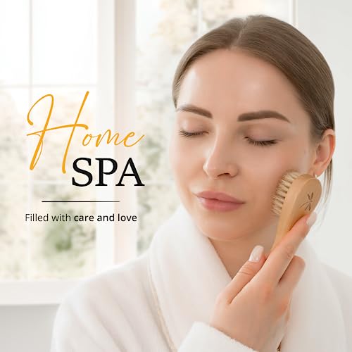 Belula Dry Brushing Body Brush Set - Natural Boar Bristle Body Brush, Exfoliating Face Brush & Bath Gloves - Ideal Dry Skin Brush for Lymphatic Drainage & Healthy Glowing Skin!