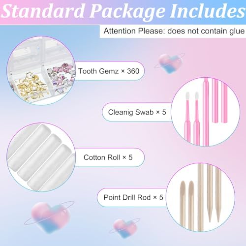 Sosation 377 Pieces Tooth Gem for Teeth Jewelry Kit DIY Fashionable Artificial Crystal Reflective Tooth for birthday Party, Cool Style