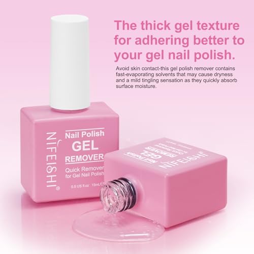 Gel Nail Polish Remover, (2PCS) Gel Polish Remover Kit, Professional Removes Soak-Off and UV Art Nail Lacquer in 3-5Mins, Don't Hurt Your Nails - 15Ml