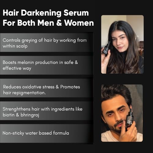 Anti Gray Hair Darkening Serum | Reverses & Limits Hair & Beard Graying with Arcolys, Melano Gray, for Promoting Darker, Shinier Hair and Beard, For Both Men & Women, 1.01 fl.oz./30 ml