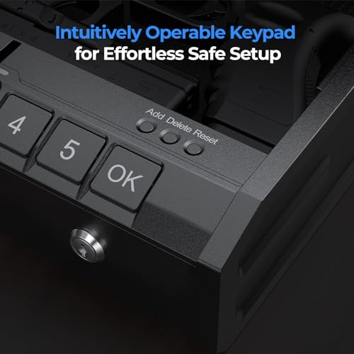 ONNAIS IRON SE Biometric Gun Safe for Pistols,Handgun, Quick-Access Firearm Safety Device with Fingerprint Lock or Key Pad, Gun Lock Box for Home Bedside Nightstand Car