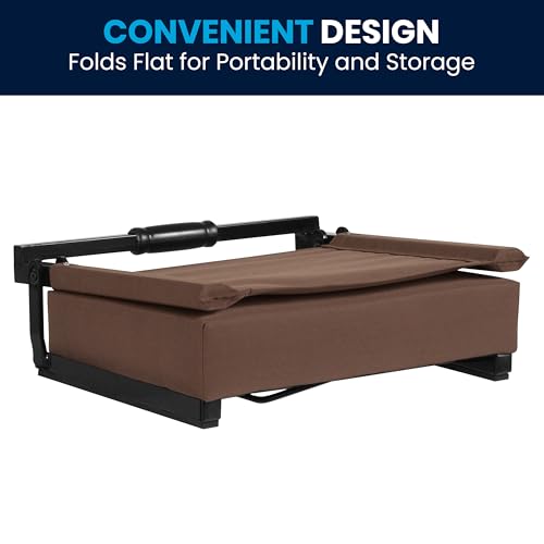 Flash Furniture Grandstand Portable Stadium Seat for Bleachers or Benches, Folding Padded Stadium Chair with Carrying Handle, 500 lb. Weight Capacity, Brown