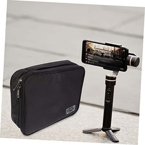 HEMOTON Multipurpose Electronic Products Storage Bag with Three Layers, Earphone and Data Cable Organizer Pouch Travel Carry Case, Black