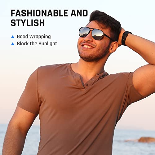 TOREGE Aviator Sunglasses Polarized Sunglasses for Men Women Sports Glasses Fishing Boating Beach Golf Driving TR75(Camouflage Green&Black&Coppery Lens C5)