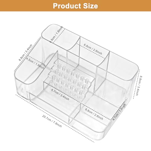 ANRUI Nail Drill Holder, 28 Holes Acrylic Nail Drill Bit Holder, Professional Nail Drill Organizer Case and Storage Box for Manicure Tools - Transparent (Not included Tools)