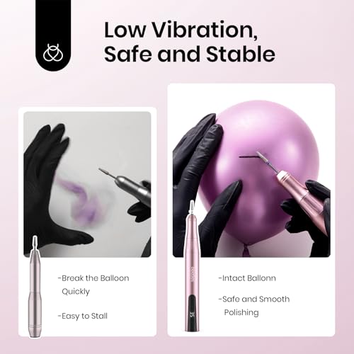 Beetles Electric Nail Drill Cordless, 35 Adjustable Speeds Portable Nail Drill Rose Gold Long Battery Life Polishing Set Professional Nails Machine Kit Manicure Pedicure Tools for Home Salon Use