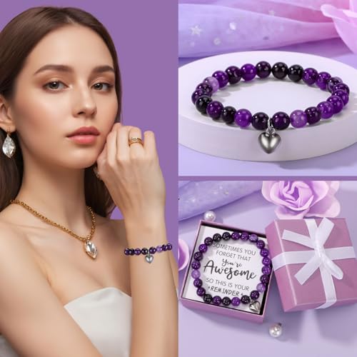 Birthday Gifts for Women Self Care Gift Set, Purple Relaxing Spa Gift Baskets Care Package Get Well Soon Gifts, Unique Christmas Gifts for Mom Her Sister Friend Wife Grandma Girlfriend