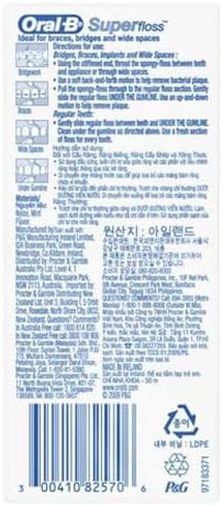 Oral-B Super Floss Mint Dental Floss Pre-Cut Strands 50 ea (Pack of 18)