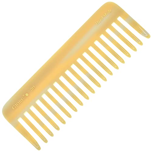 Giorgio G30 Large 5.75 Inch Hair Detangling Comb, Wide Teeth for Thick Curly Wavy Hair. Long Hair Detangler Comb For Wet and Dry. Handmade of Cellulose, Saw-Cut, Hand Polished, Ivory