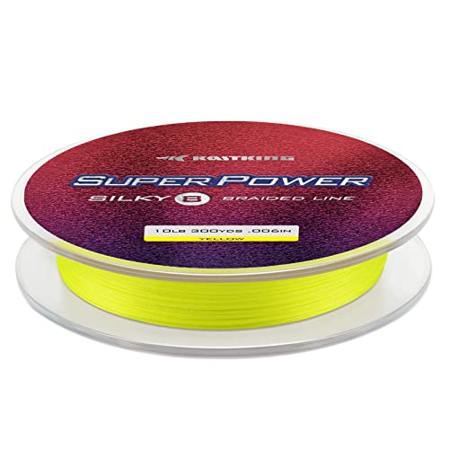 KastKing Superpower Silky8 Braided Fishing Line, Yellow, 8 Strand, 65LB, 150Yds