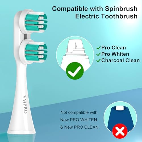 Replacement Heads Compatible with Spinbrush Pro Clean Battery Powered Toothbrush, Brush Head Replacement Refill, 10 Pack