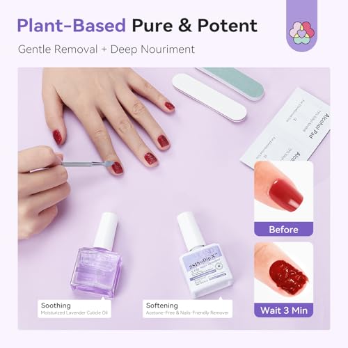SAVILAND SSPro X Dip Powder Remover Kit: 2 Pcs Gentle & Easy Dip Nail Removal with Cuticle Oil Nail File Nail Scraper for Dipping Powder Gel Nail Polish No Need Soaking or Wrapping Home Use