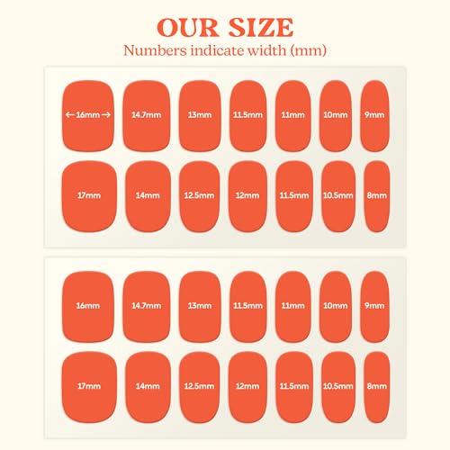 Semi Cured Gel Nail Strips | No LED Lamp Needed | Summer, Solid, Orange | Easy Apply & Remove, Salon Quality | Includes 28 Strips, 1 Prep Pads, Nail File & Wooden stick - Hey, Apricot Syrup