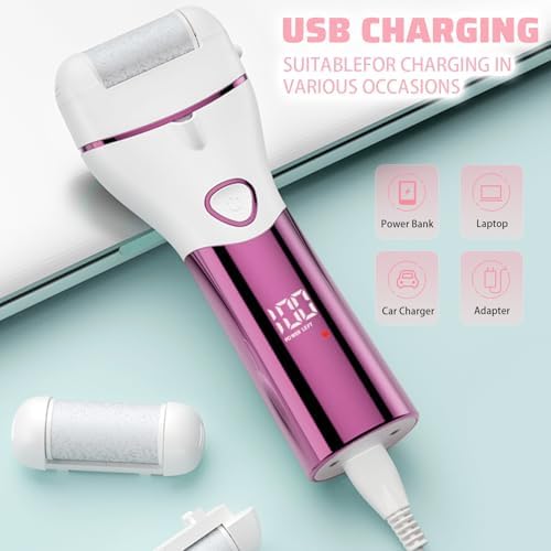 Electric Feet Callus Remover Foot File Electric Callus Remover Feet Portable Professional Pedi Feet Care for Dead Skin Callous Remover Tool 2 Speed Waterproof Pedicure Foot File Kit 5688PINK (Pink)