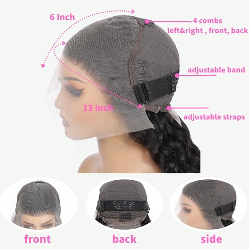 32 Inch Water Wave Lace Front Wigs Human Hair 13x6 Deep Part Curly Wig for Women 200 Density Water Wave Frontal Wigs Human Hair Pre Plucked