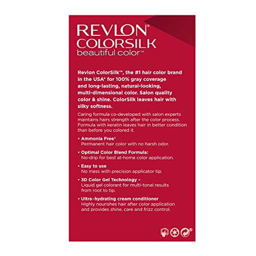 Revlon ColorSilk Permanent Hair Color, 100% Gray Coverage Dye Kit, Ammonia-Free, Keratin and Amino Acids, Blonde Shades, 74 Medium Blonde (Pack of 3)