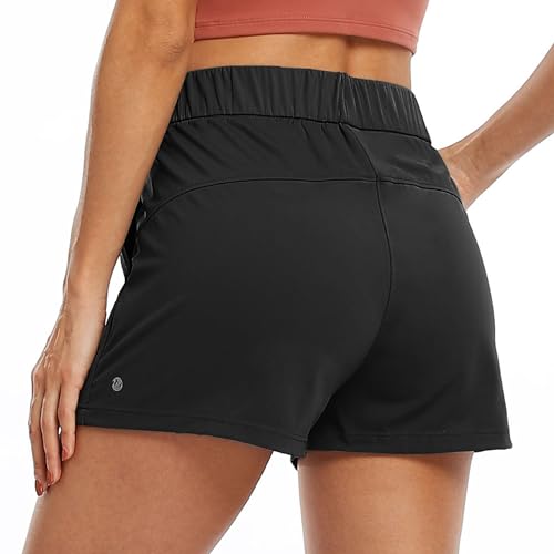 Willit Women's Shorts Hiking athletic Shorts Yoga Lounge Active Workout Running Shorts Comfy Casual with Pockets Graphite Blue S