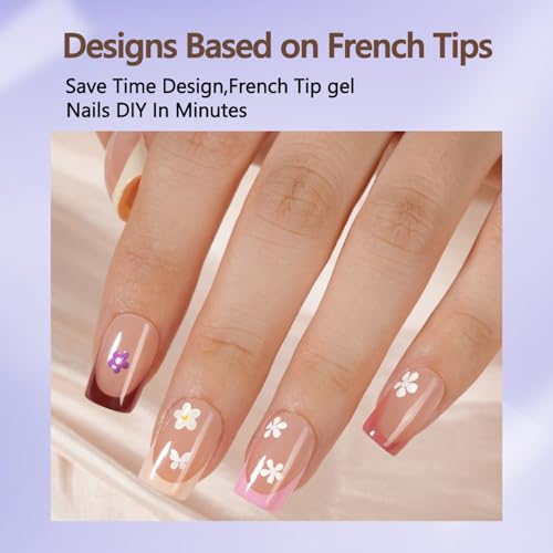Misssix French Tip Press On Nails, 160Pcs French Gel Nail Tips, Short Square Soft Gel Fake Nails, X-BASIC Tips Starter Kit for Nail Art DIY 16 Sizes