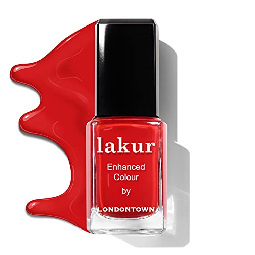 LONDONTOWN lakur Nail Polish - Chip-Resistant, Non-Toxic, Conditions & Hydrates Nails Glossy Vibrant Red, Londoner Love, .40 fl oz