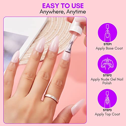 Makartt Gel Nail Polish Set, 6PCS 8ml Natural Nude Jelly Pink Milky White Soak Off UV/LED Gel for DIY Manicure & Nail Art Designs, Home & Salon Use