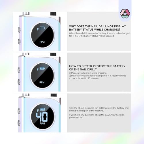 SAVILAND Electric Nail Drill Professional: 40000RPM Nail Drill for Acrylic Nails Sky Realm colors 6000mAhm High Capacity Rechargeable Electric Nail File for Salon Use Manicure Pedicure E File