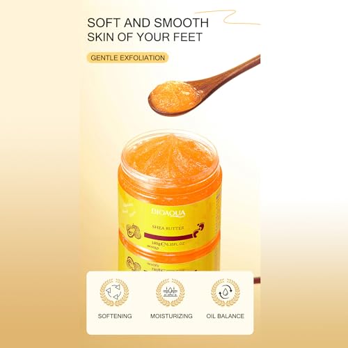 BIOAQUA Foot Care Herbal Massage Scrub-Exfoliating Cream Cleansing Delicate Feet Skin Shea Oil Natural Extracts 180g / 6.35oz