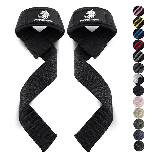 Fitgriff® Lifting Wrist Straps for Weightlifting, Gym, Deadlift, Workout (Made of Premium Cotton & Padded) - Men & Women (Standard, Army Green (Silicone-Grip))