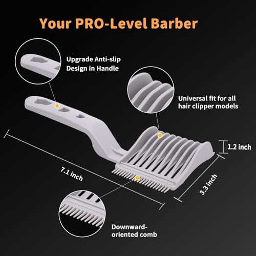 2PCS Fade Comb Tool, Fade Tool for Men Haircut Gradient Hair comb Compatible with All Clipper, Blending Combs Barber Accessories for Fades (Black/Grey)