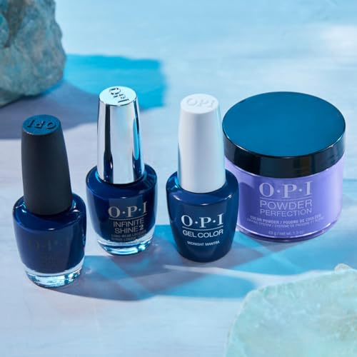 OPI Nail Lacquer Midnight Mantra | Opaque Dark Blue Crème Chip Resistant Nail Polish | Vegan, Fast Drying, Streak Free