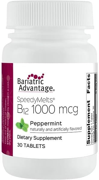 Bariatric Advantage B-12 Speedy Melts, Vitamin B12 1000 mcg Supplement, Fast Melting with 200 mcg of Folic Acid for Nutritional Support - Peppermint, 30 Count