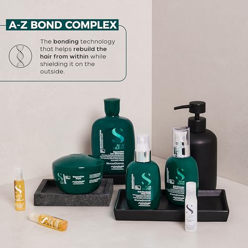 Alfaparf Milano Semi di Lino Reconstruction Reparative Hair Mask - Damaged Hair Bond Repair - Color Safe Deep Conditioning Hair Mask - Medium to Thick Hair - Vegan (6.88 oz)