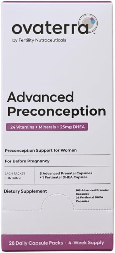 Advanced Preconception Vitamins for Women with DHEA 25mg, Conception Fertility Prenatal Vitamins, Fertility Supplements for Women, Prenatal Multivitamin 4 Week Supply (28 Daily Packets)