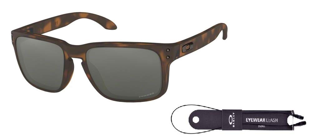 Oakley Holbrook OO9102 9102F4 57M Matte Brown Tortoise/Prizm Black Square Sunglasses For Men + BUNDLE Accessory Leash Kit+ BUNDLE with Designer iWear Eyewear Kit