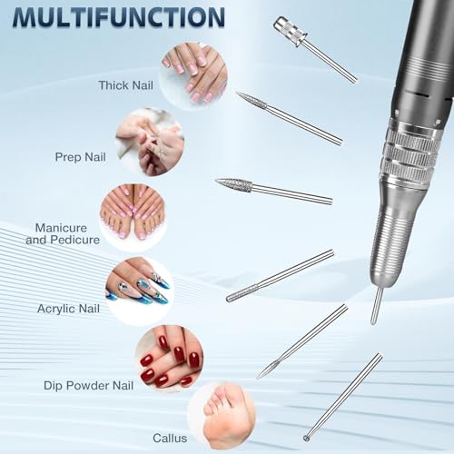 Professional Nail Drill Machine, HoMove 35000RPM Portable Nail Drills, Rechargeable Efile Nails Drill, Low Heat Electric Nail File for Acrylic Gel Nails