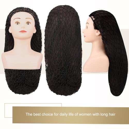 5 Pcs Snoods for Women Hair, Extra Large Hair Nets Mesh Hair Net Crochet Mesh Sleep Bonnet Length Rayon Mesh Wrap for Curly Hair