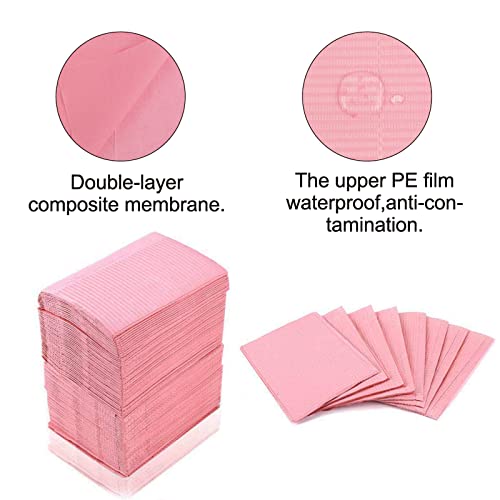 125PCS Disposable Nail Art Table Towels Mat 13" X 17" Waterproof 3 Ply Nail Art Mat Paper Sheet Clean Pads Tattooing Table Mat Nail Table Cover Tattoo Supplies (Pink)