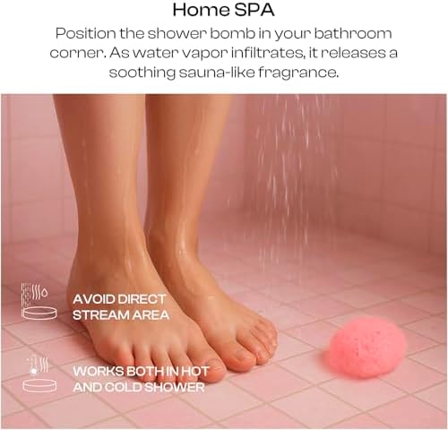 Shower Steamers Aromatherapy Heart-Shaped Pink with Rose Scent Natural Essential Oil for Self Care Home Spa Birthday Gift Daughter Wife Mom, Pack of 6 (Pink)