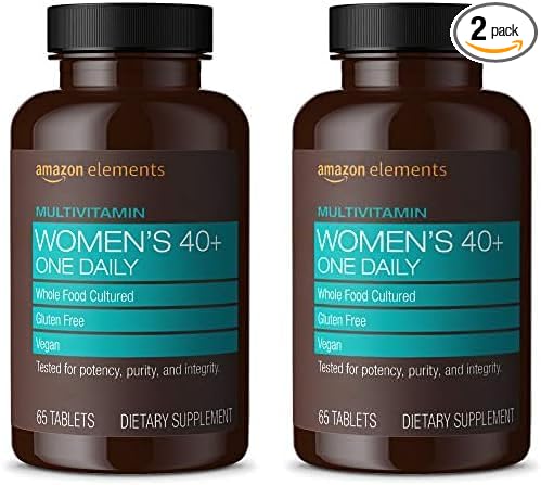 Amazon Elements Women‚ 40+ One Daily Multivitamin, 66% Whole Food Cultured, Vegan, 65 Tablets, 2 Month Supply (Packaging May Vary) (Pack of 2)