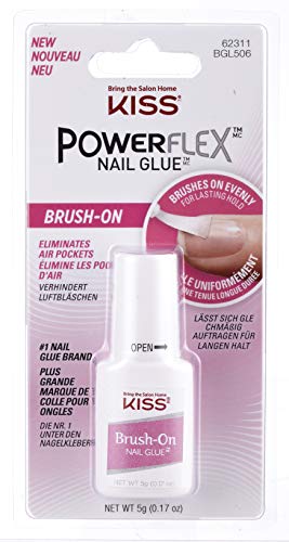 Kiss Powerflex Brush On Nail Glue 0.17 Ounce (Pack of 2)