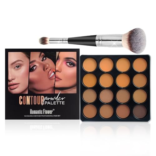 Concealer Contouring Palette, 16 Colors Medium to Dark Color Corrector Combination Cosmetics Powder Palette with Brush, Cover Dark Circles, Bruises, Age Spots, Blemish, Vegan & Cruelty Free