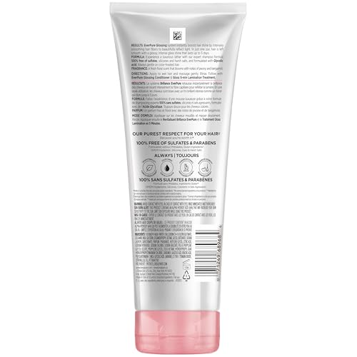 L'Oreal Paris Glossing Sulfate Free Shampoo with Glycolic Acid, Hair Care for Lasting Shine and Smoothness for Dull, Dry Hair, EverPure, 6.8 Fl Oz