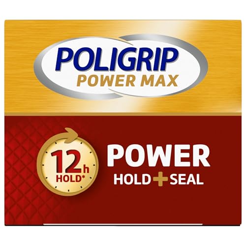 Super Poligrip Power Max Power Hold plus Seal Denture Adhesive Cream, Denture Cream for Secure Hold and Food Seal, Flavor Free - 2.2 oz