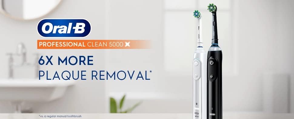 Oral-B Professional Clean 5000 X Electric Toothbrush Twin Pack, Rechargeable Power Toothbrushes - Pack of 2