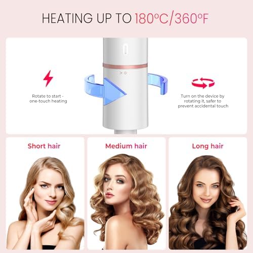 Mini Travel Curling Iron, European Travel Curling Iron Dual Voltage (100V-240V) Mini Size for Short Hair 1 inch, Portable Hair Curler with 30s Fast Heating Constant 180° for International (White)