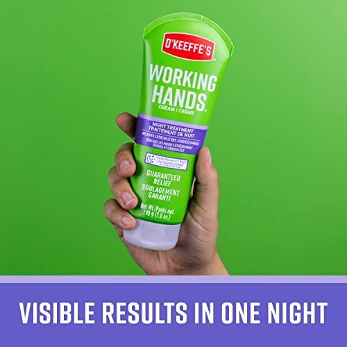 O'Keeffe's Working Hands Night Treatment Hand Cream for Extreme Dryness - 7 oz Tube (1 Pack) - Repairing Skincare for Cracked, Dry Hands
