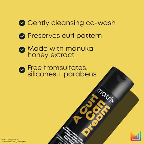 Matrix A Curl Can Dream Co-Wash - Gentle Cleansing Conditioner, For Curly and Coily Hair - Revives Curls Between Washes and Enhances Curl Definition, With Manuka Honey Extract, 10.1 Fl Oz