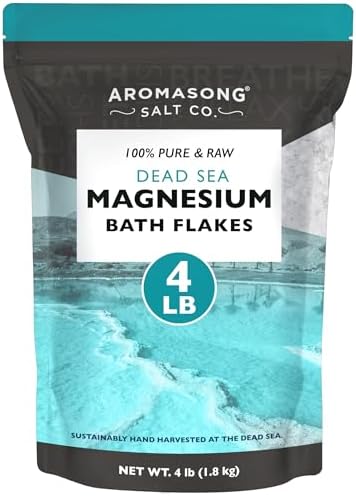 Aromasong Magnesium Flakes for Bath from The Dead Sea- 4 LB Resealable Pack Magnesium Chloride Flakes -Organic Bath Salt Relaxing Mineral Soak (Packaging May Vary)