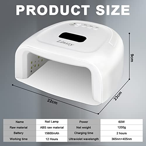 60W Rechargeable UV LED Nail Lamp, Faster Wireless Nail Dryer Gel Polish Light 42 Beads & Portable Handle, Professional Curing Lamp For Fingernail and Toenail, Auto Sensor & Quick Dry Nail Machine